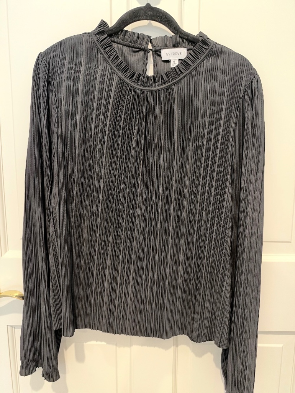 EVEREVE Black Pleated Long-Sleeve Blouse | XL
